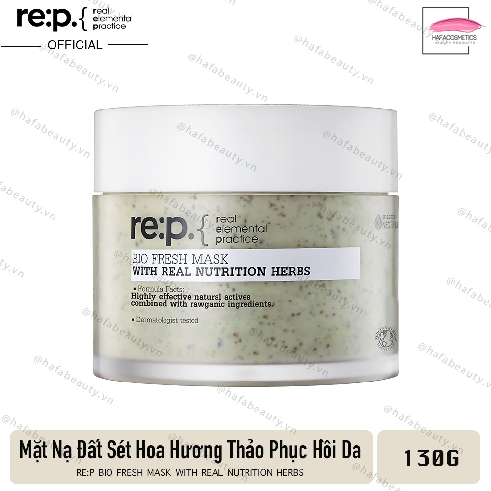 Mặt Nạ Đất Sét Thu Nhỏ Lỗ Chân Lông Chiết Xuất Cây Hương Thảo Re:p Bio Fresh Mask With Real Nutrition Herbs 130g + Tặng Kèm 1 Băng Đô Tai Mèo  (Màu Ngẫu Nhiên)