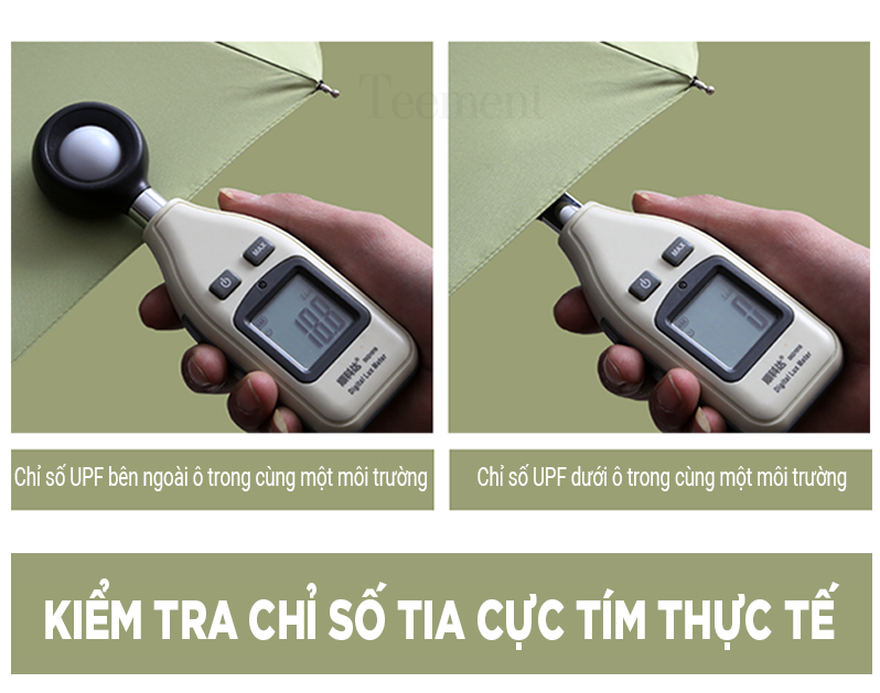 Ô (Dù) Tự Động 2 Chiều Cao Cấp Teement, Che Mưa, Che Nắng, Chống UV - Hàng Chính Hãng