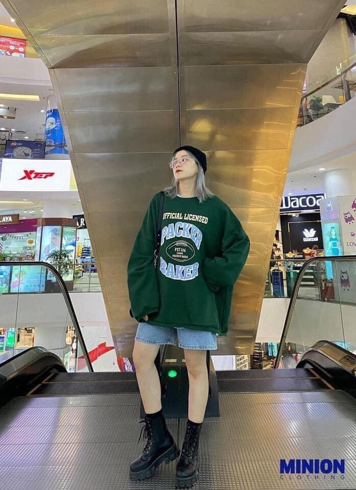 ÁO SWEATER FORM RỘNG MÀU XANH RÊU PACKER BAKER