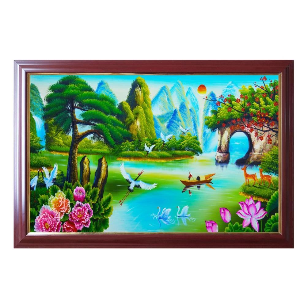 Tranh quê hương, đồng lúa, tranh bến đò làng quê việt nam treo tường nhiều mẫu có khung và không khung