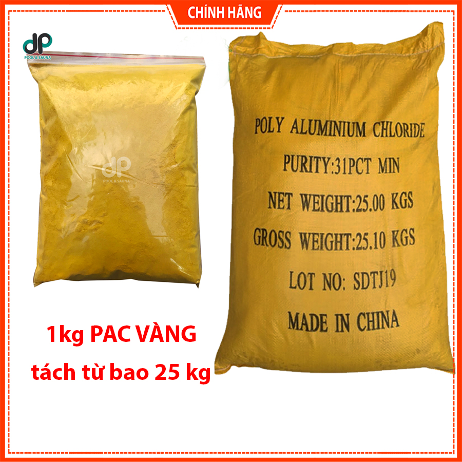 1kg Hóa Chất PAC 31%, Keo Tụ PAC giúp lắng cặn nước hồ bơi, nước thải, nước sinh hoạt, nước cấp