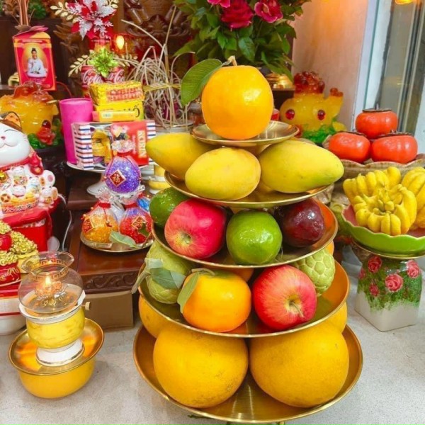Set 5 đĩa đựng hoa quả, thức ăn đa năng, 5 Size khác nhau màu vàng sang trọng