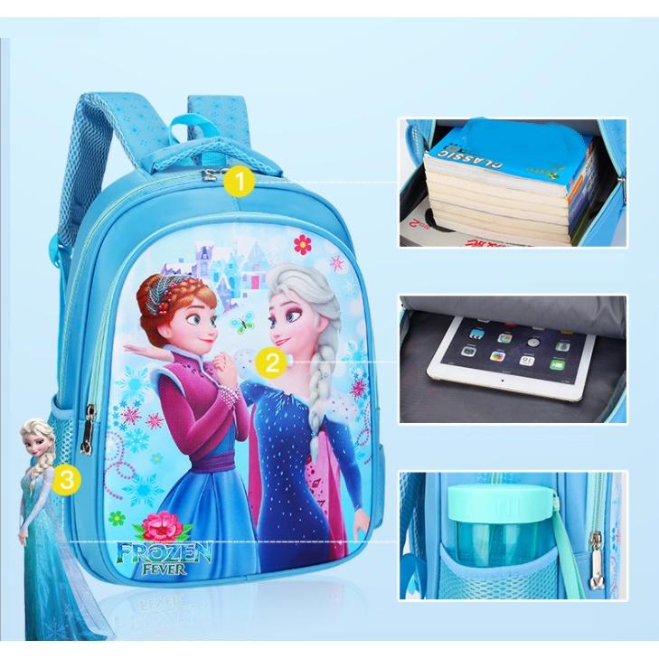 Balo công chúa Elsa Anna xanh ngọc cho bé gái cấp 1 - Balo học sinh tiểu học - Cặp đi học