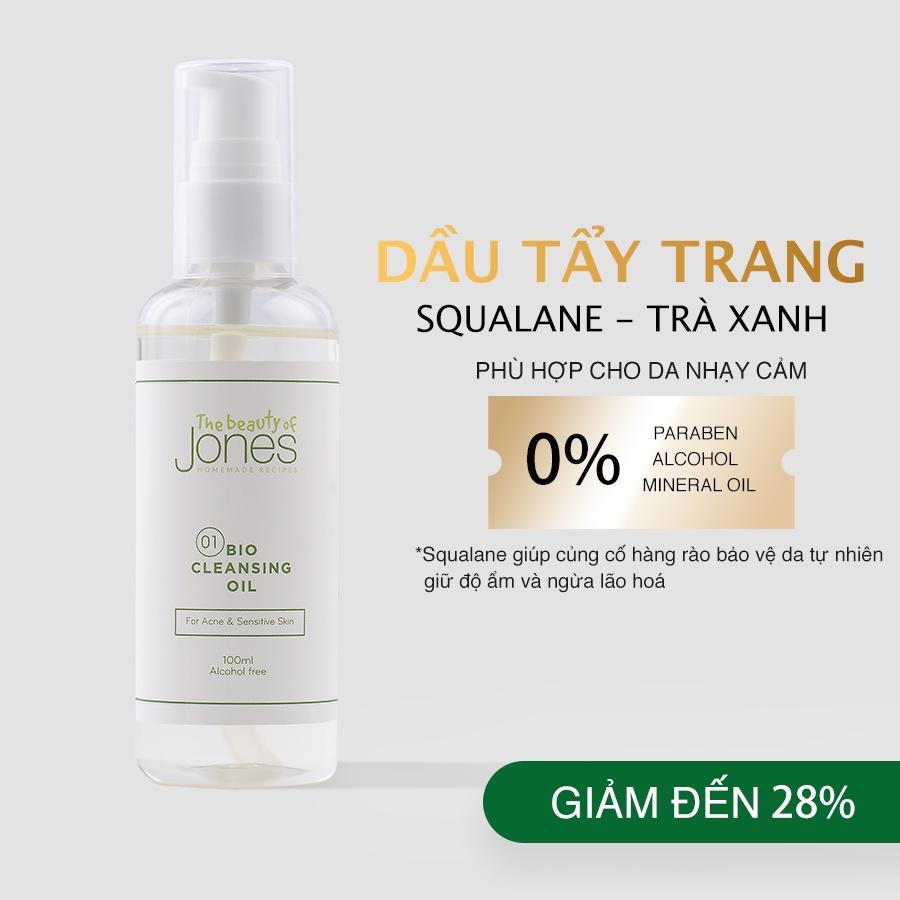 Dầu tẩy trang sinh học da mụn nhạy cảm từ Squalane The Beauty of Jones chai 100ml và 20ml