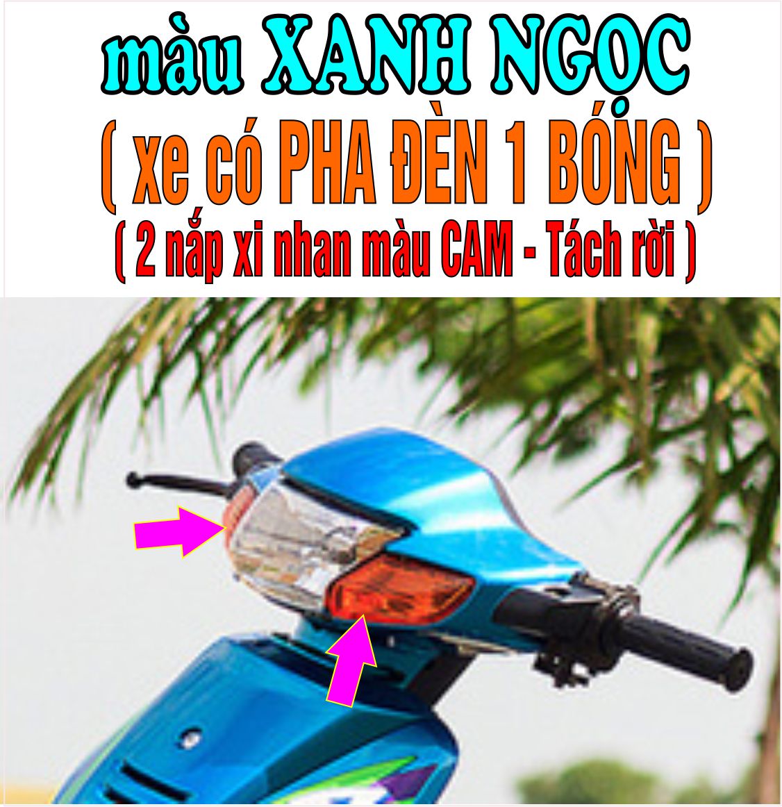 [TẶNG TEM] Bộ vỏ nhựa Màu XANH NGỌC cho xe Wave 110 - Wave  Thái  - Wave Zx đời 1997 đến  2006-TKB-540(8026)