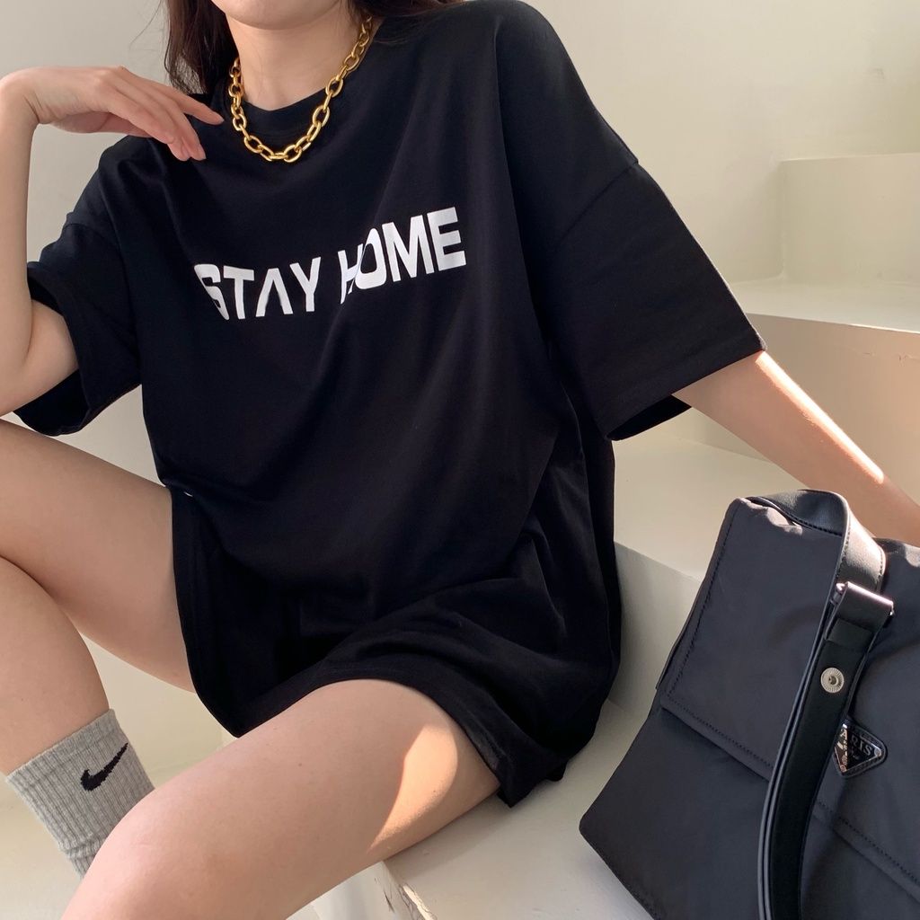 Áo phông Tay Lỡ nam nữ unisex StayHome, unisex form rộng oversize