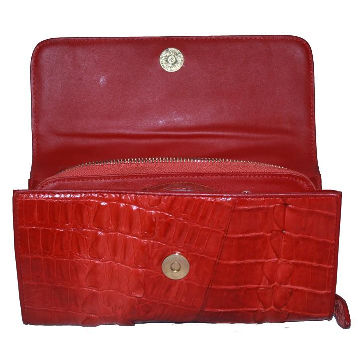 Túi đeo nữ da cá sấu Huy Hoàng 2 gai màu đỏ HC6270