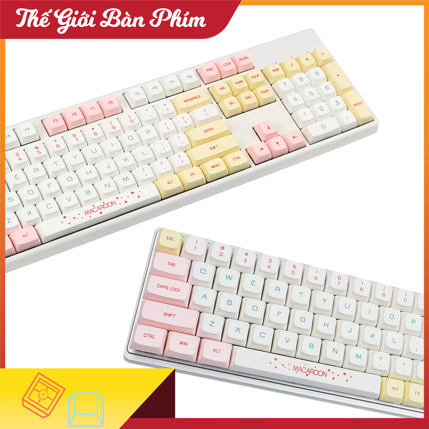 Keycap Macaroon PBT XDA Profile cho bàn phím cơ đầy đủ 131 phím