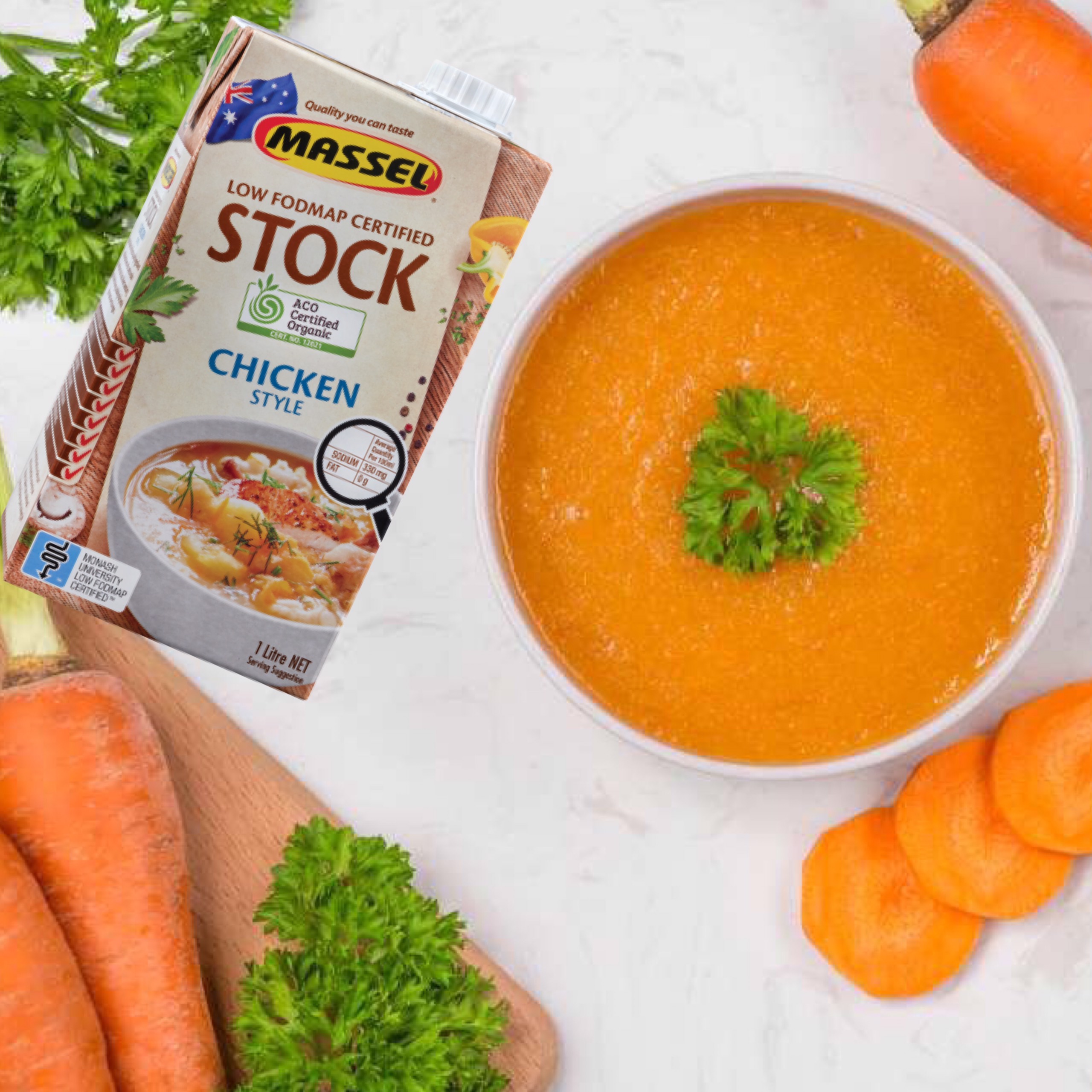 Nước Dùng Gia Vị Gà Massel Organic Stock Chicken Style - Nước Dashi Rau Củ Từ Nguyên Liệu Hữu Cơ, Không Bột Ngọt - Hộp 1 lít - Thích hợp ăn chay, ăn mặn, bé ăn dặm