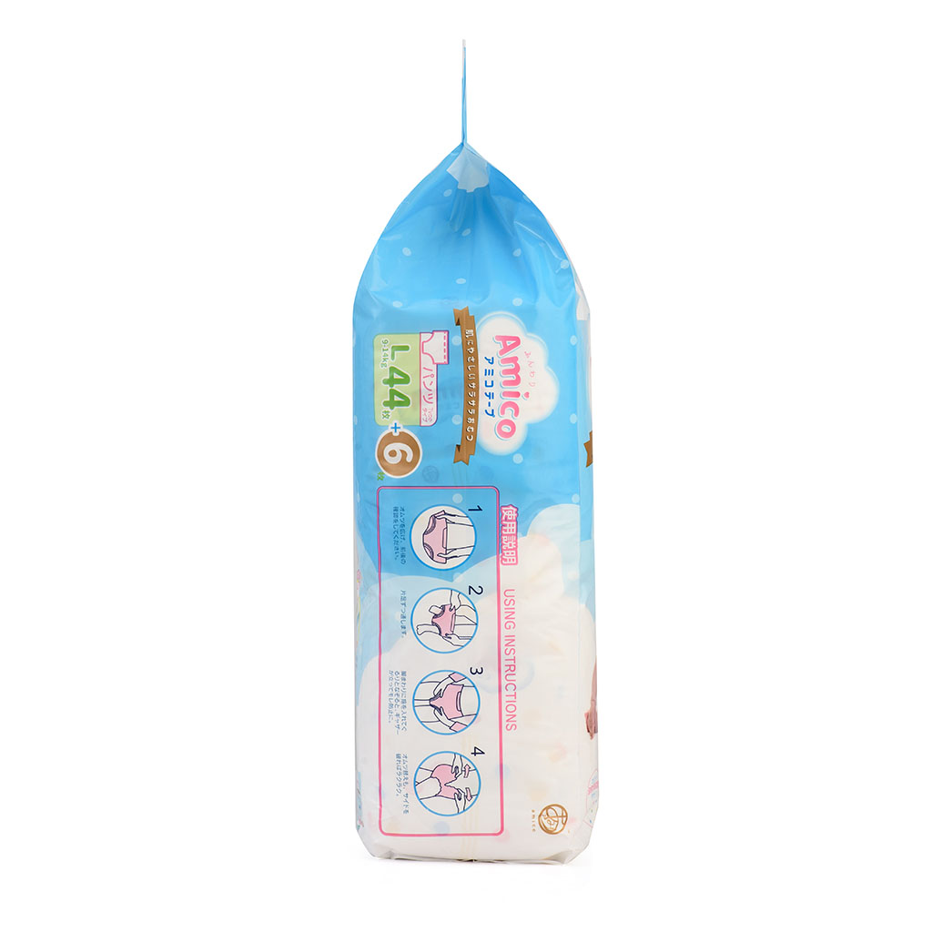 Bỉm - Tã quần Amico size L 44 + 6 miếng (Cho bé 9 - 14kg)