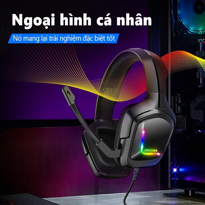 Tai nghe Gaming chơi game chụp tai có dây ONIKUMA K20 tay nghe có mic, RGB, Máy tính, PC, Điện thoại [Hàng chính hãng]