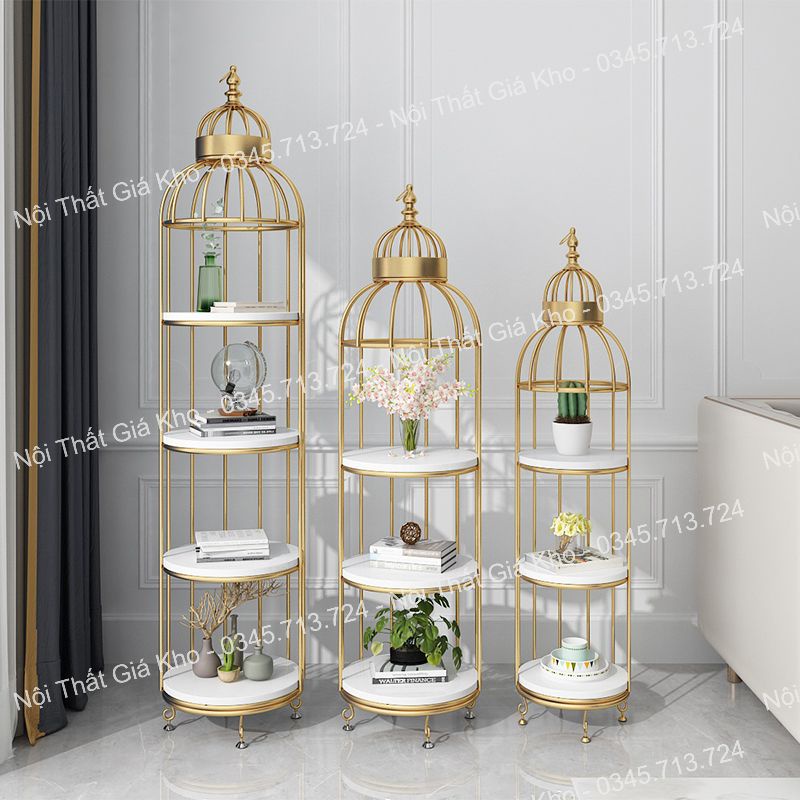 Kệ trang trí lồng chim, kệ decor lồng chim 3 tầng 4 tầng 5 tầng