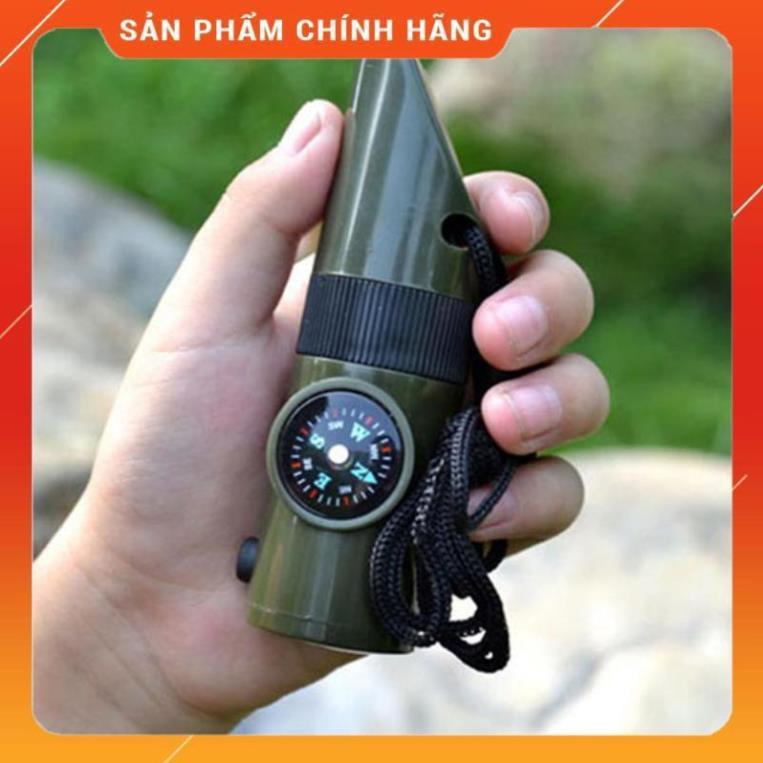 Móc khóa la bàn nhiệt kế còi thổi 6 chức năng tặng khăn đa năng đi phượt 206627206311