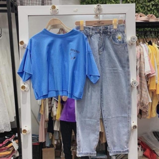 Quần baggy thêu túi hoa cúc màu xám khói mã 3126, hình thật 100