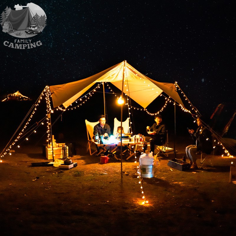 Đèn led dây, chiếu sáng, trang trí lều và chụp hình cắm trại dã ngoại du lịch, nhà cửa loại 10m x 80 bóng ánh sáng vàng