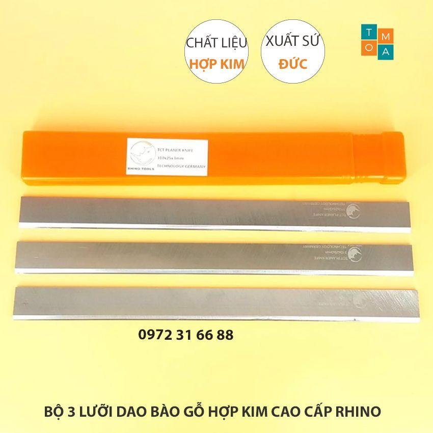 BỘ 3 LƯỠI DAO BÀO GỖ HỢP KIM CAO CẤP RHINO 210x25x3MM CỦA ĐỨC