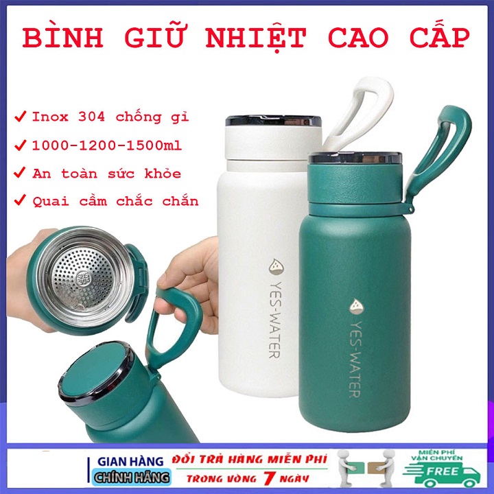 Bình giữ nhiệt inox 304 cao cấp dung tích lớn có móc treo tiện lợi