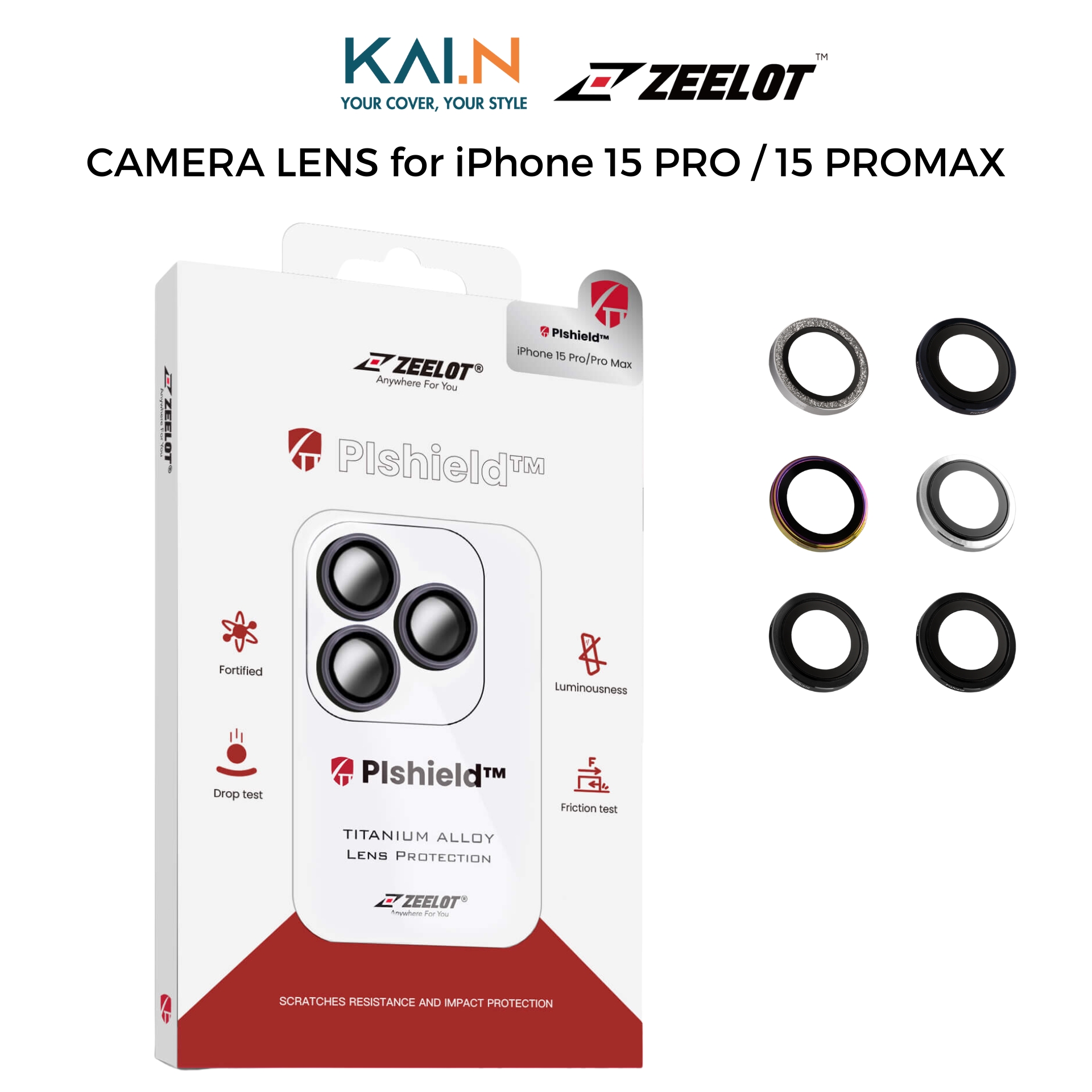 Camera Lens Zeelot Dành Cho iPhone 15 Pro Max / iPhone 15 Pro, ZEELOT PISHIELD TITANIUM ALLOY LENS - HÀNG CHÍNH HÃNG