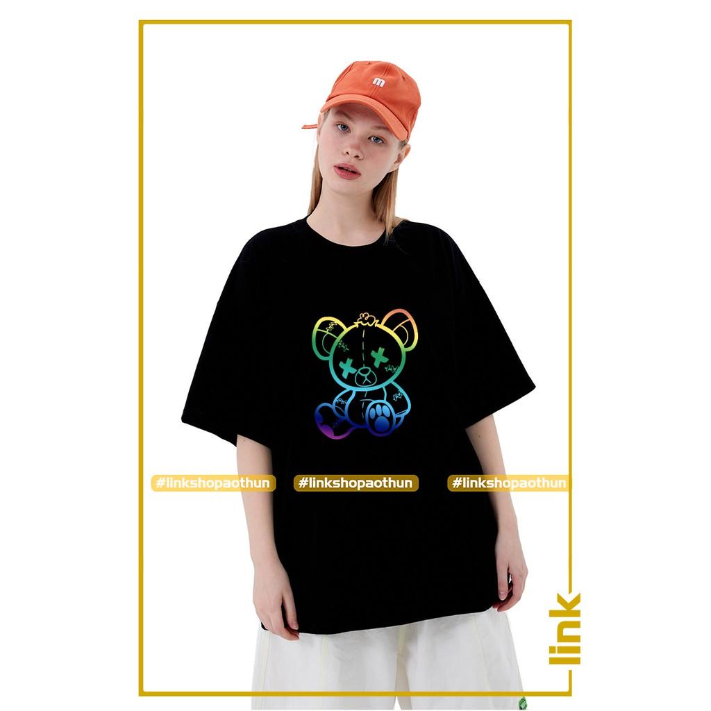 Áo thun GẤU cute XX phản quang 7 màu unisex