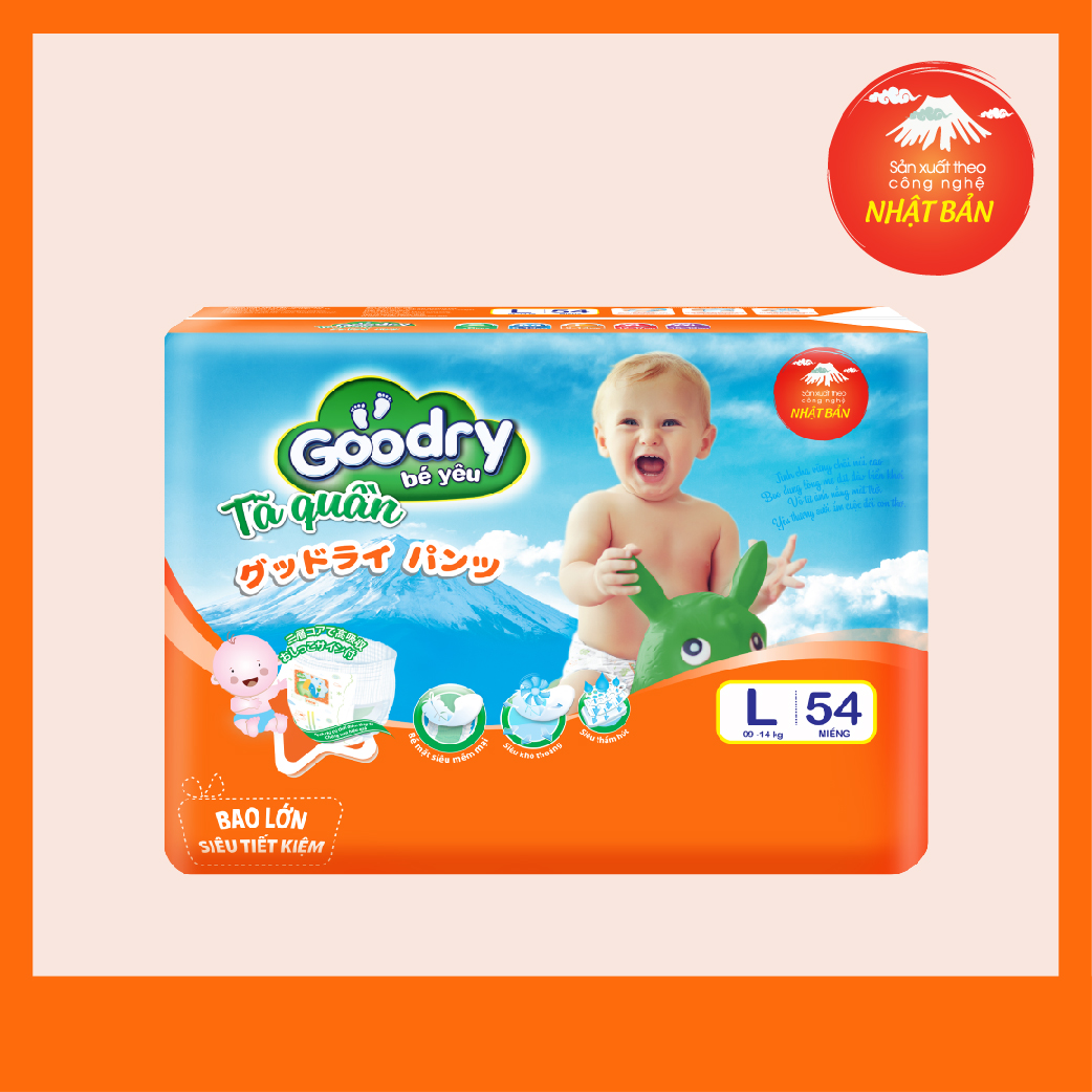 Tã quần Goodry jumbo L54 công nghệ Nhật Bản thấm hút thật nhanh