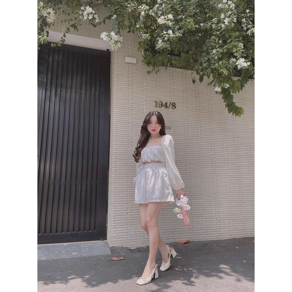 Set bộ áo croptop quần đùi siêu cute cho nàng dễ thương dạo phố Zashopp