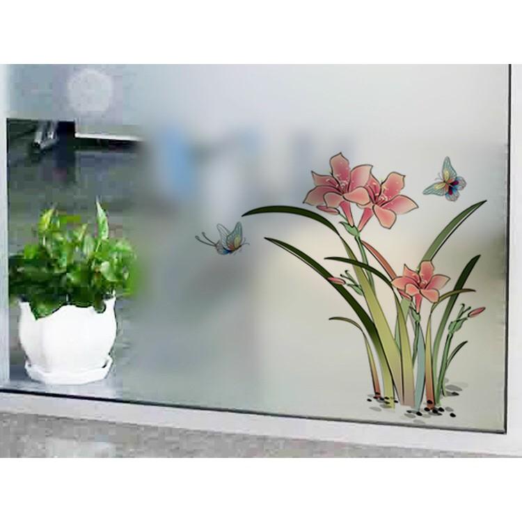 Decal trang trí Kính Cao Cấp - Hoa Ly Đỏ