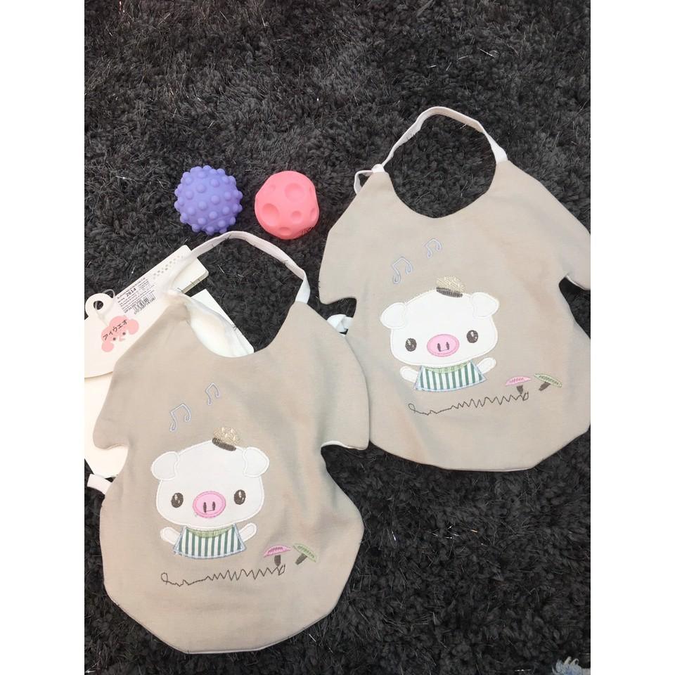 Yếm ăn cotton cho bé từ 0-2 tuổi 2 lớp 2614, 2610, 2621, chất liệu cotton 100% ,thương hiệu Aiueo Nhật Bản