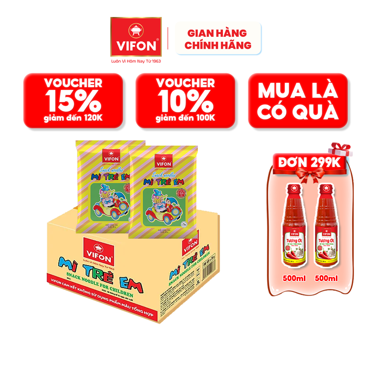 Thùng 200 Mì Trẻ Em Vifon 20G Gói - 1 Thùng