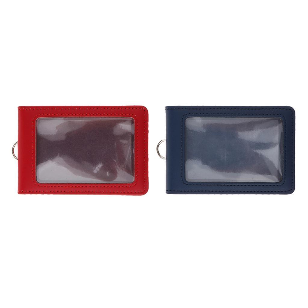 2x PU Leather Double Cards Vertical Style ID Badge Holders