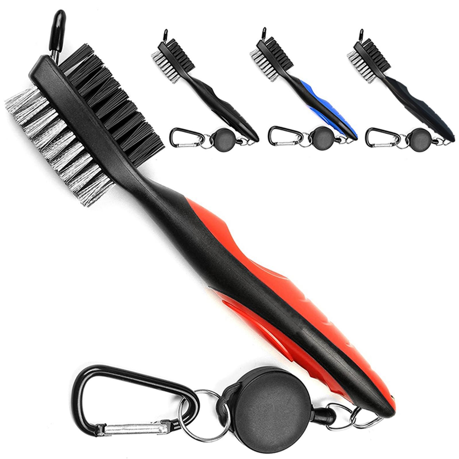 Dual Sided Club Brush Groove Cleaner Tools with Carabiner Portable for Red
