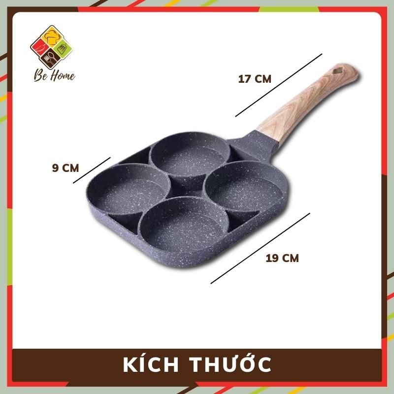 Khuôn Chảo Chiên Rán Trứng Làm Bánh 4 Ngăn 4 Lỗ Chống Dính - 4 Ngăn tay cầm cách nhiệt- An Toàn Cho Người Sử Dụng