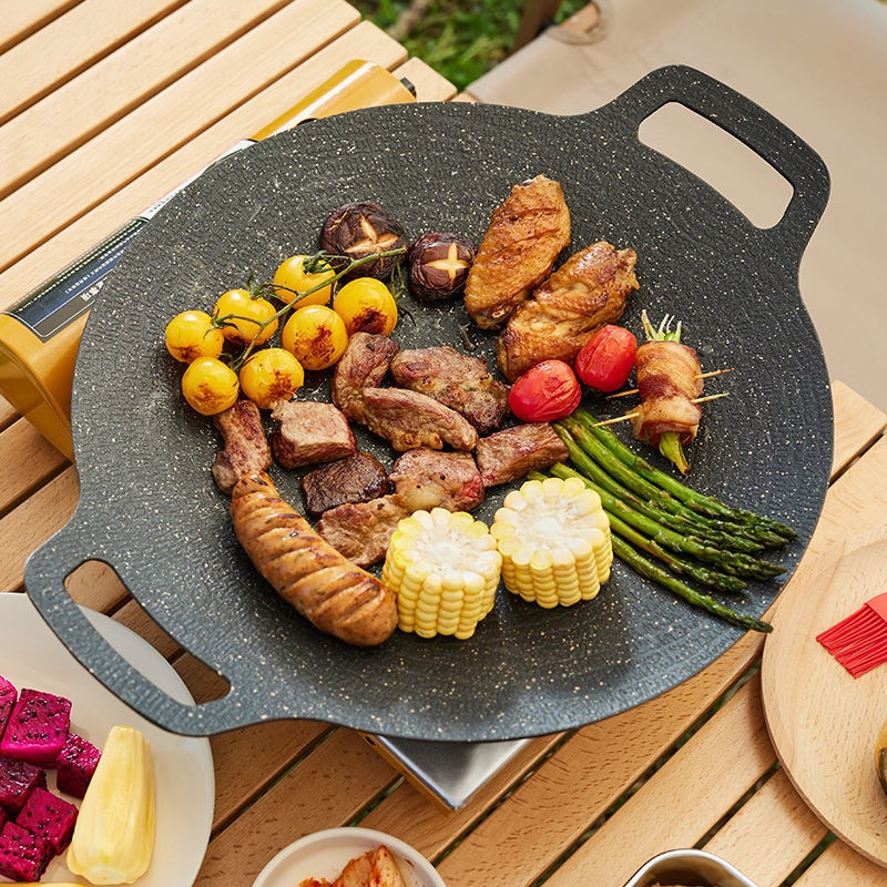 Chảo Nướng Hàn Quốc - Nướng Thịt, BBQ -  Chảo Đa Năng, Chống Dính Và Chống Gỉ Chắc Chắn - Thích Hợp Với Mọi Loại Bếp