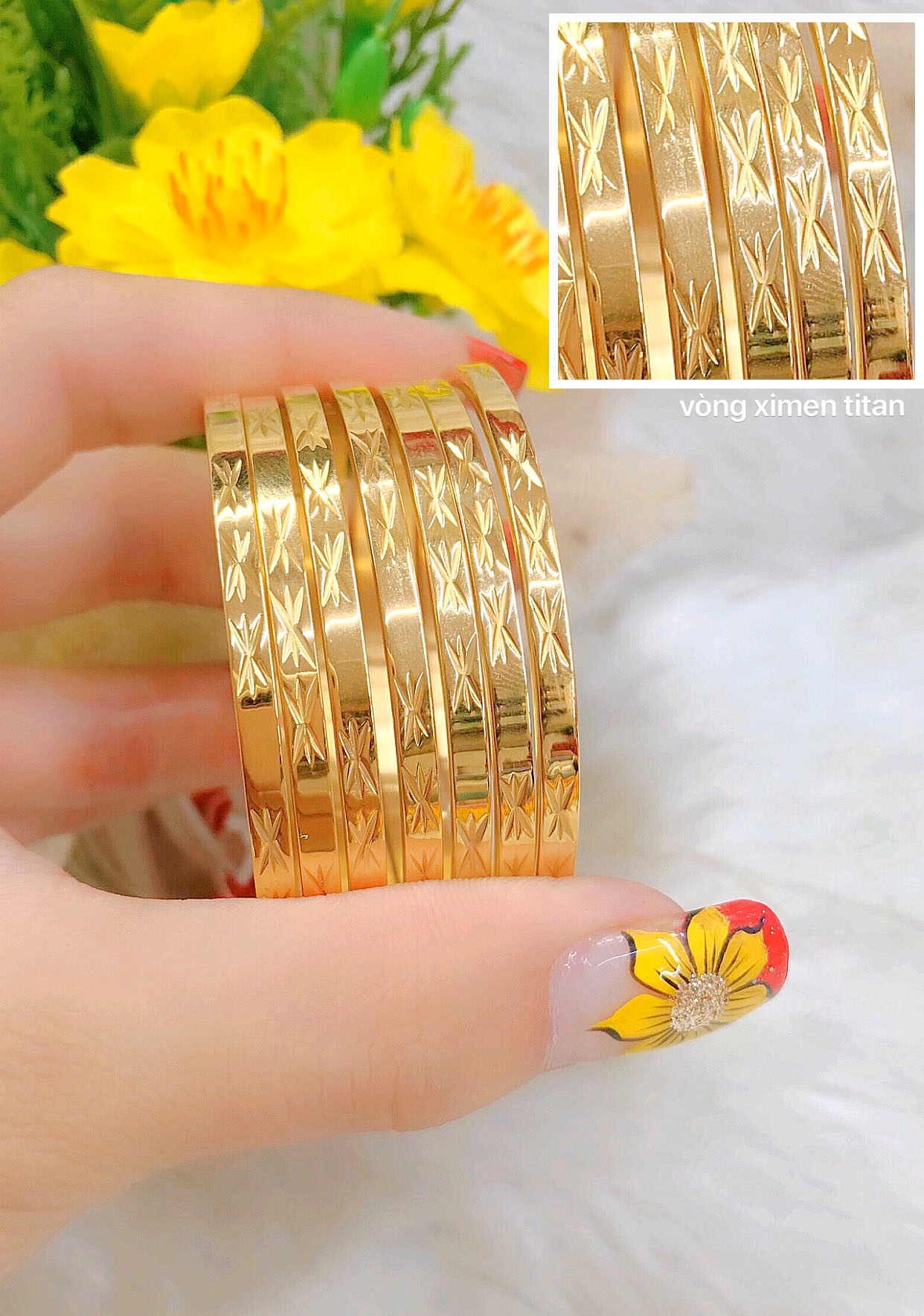 Bộ Vòng Xi Men Mạ Vàng 18k Chiếc Khóa Vàng Thật Mẫu 175.15.01