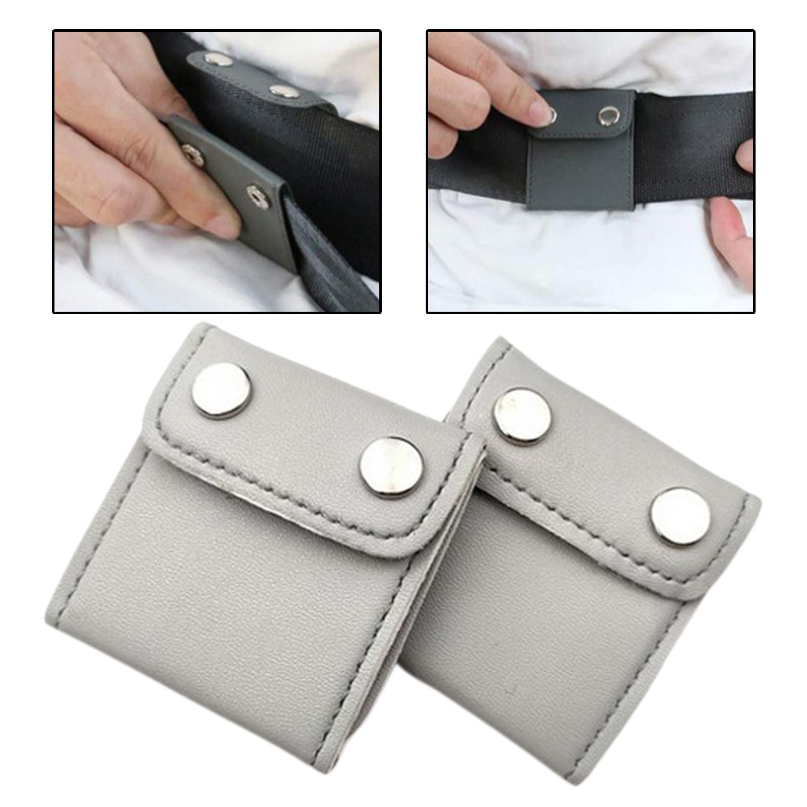 2x2Pcs Car Seatbelt Adjuster for Kids Adults gray snap button