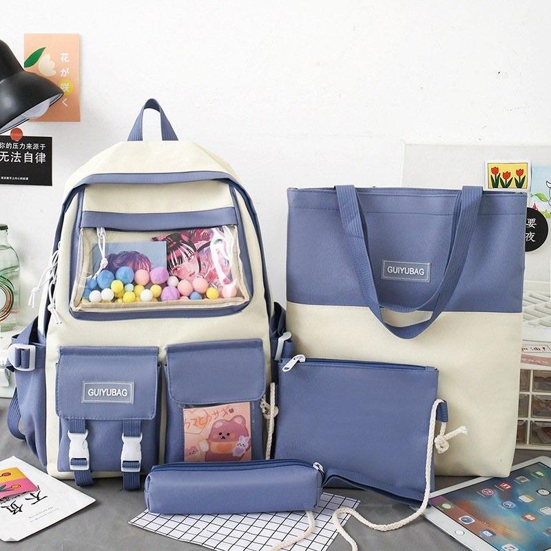 SET BALO 4 MÓN ĐI HỌC, BALO 4 MÓN THỜI TRANG NAM NỮ học sinh sinh viên laptop balo ulzzang balo - GUIYUBAG MICA HỘP