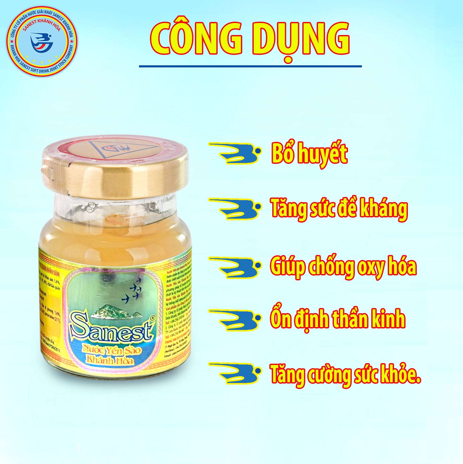 Nước Yến sào Khánh Hòa Sanest Nhân sâm đóng lọ 70 ml