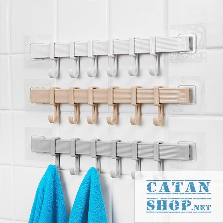 Thanh treo đồ dán tường,tủ quần áo, nhà bếp, có 6 móc chịu lực tiết kiệm diện tích GD263-MTSC-Thanh
