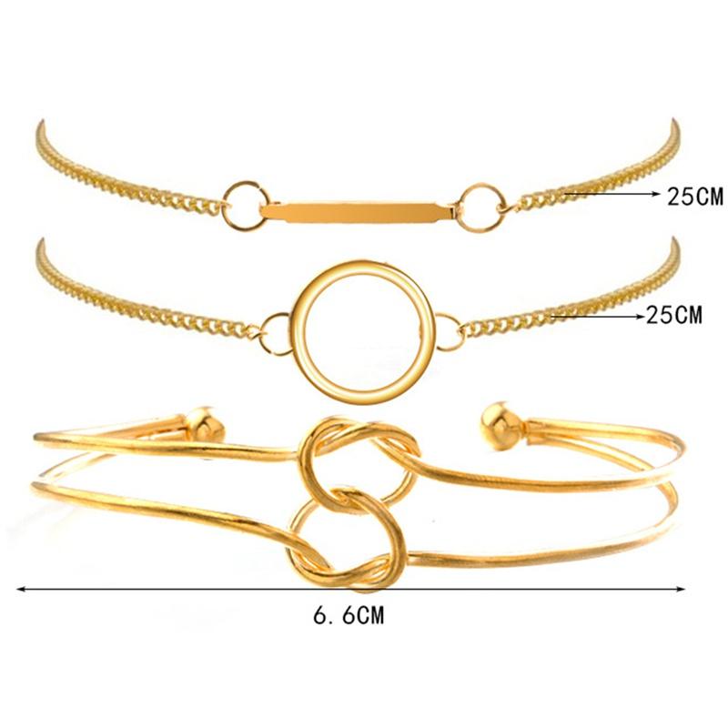 3pcs /set Simple Wind Simple Female Personality Knotted Ring Circle Diamond  Bracelet Jewelry  Bracelet