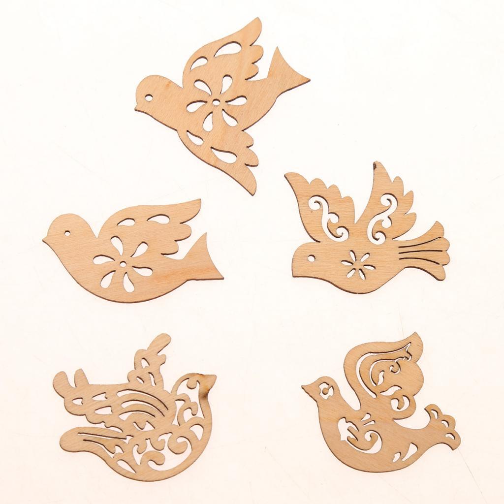 10 Miếng Bằng Gỗ Đáng Yêu Chim Lỗ Cắt Hình Khối Bằng Gỗ Thủ Công Decoupage Chỉnh Trang DIY Thêu Sò Gỗ Nghệ Thu
