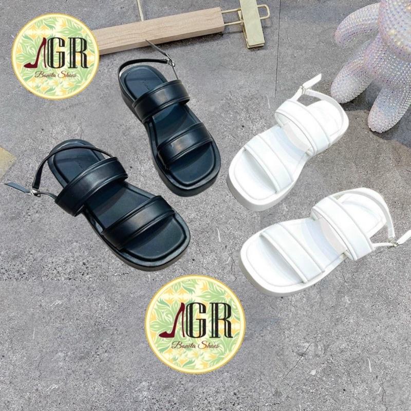 Sandal 2 quai bản đập viền da mềm cao 2,5 cm