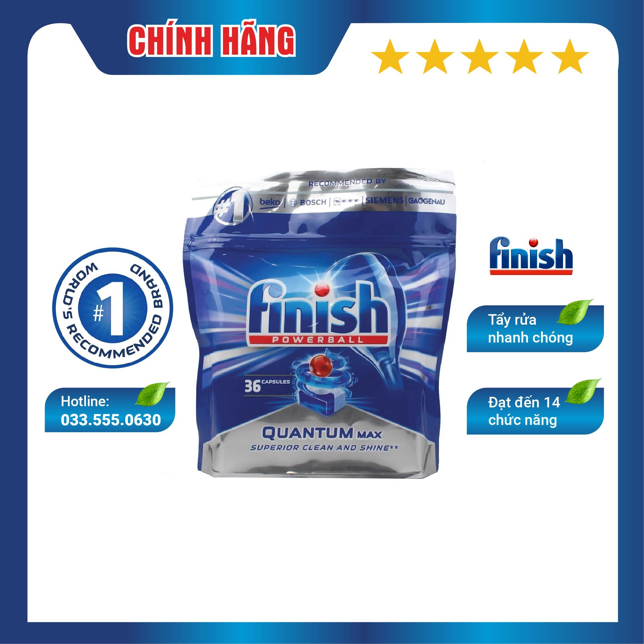 Viên rửa chén bát Finish Cao cấp Quantum Max 36 viên Finish EU