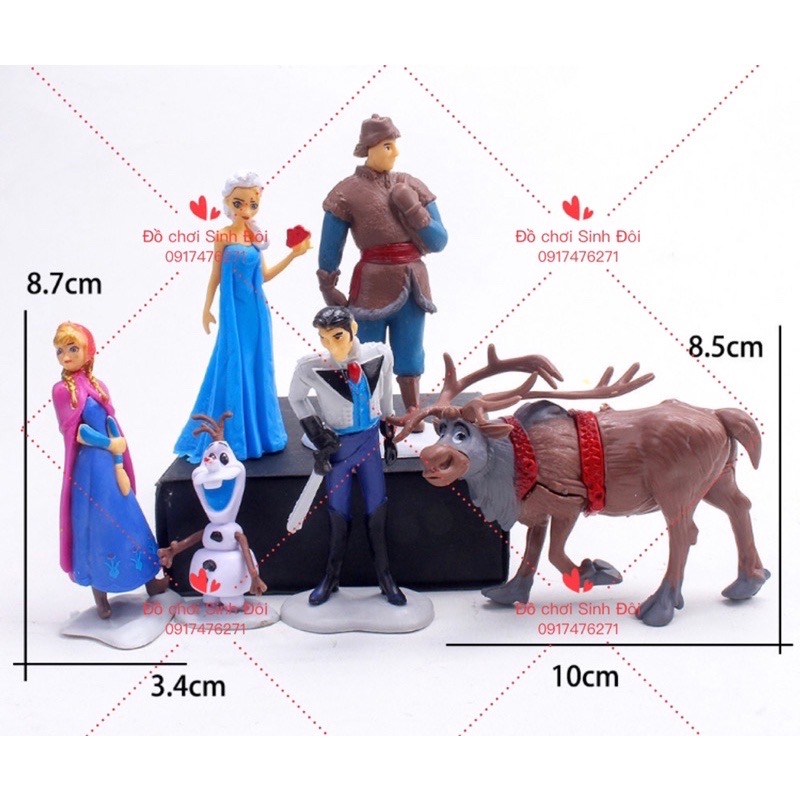 Mô hình combo 5 nhân vật công chúa băng giá - mô hình trưng bày và trang trí bánh sinh nhật