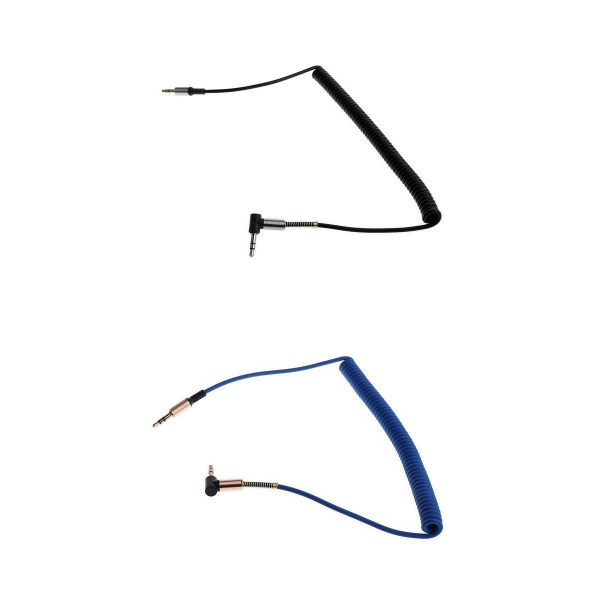 Auxiliary Audio Male to Male Cable 90 Degree Right Angle Line Black+Blue