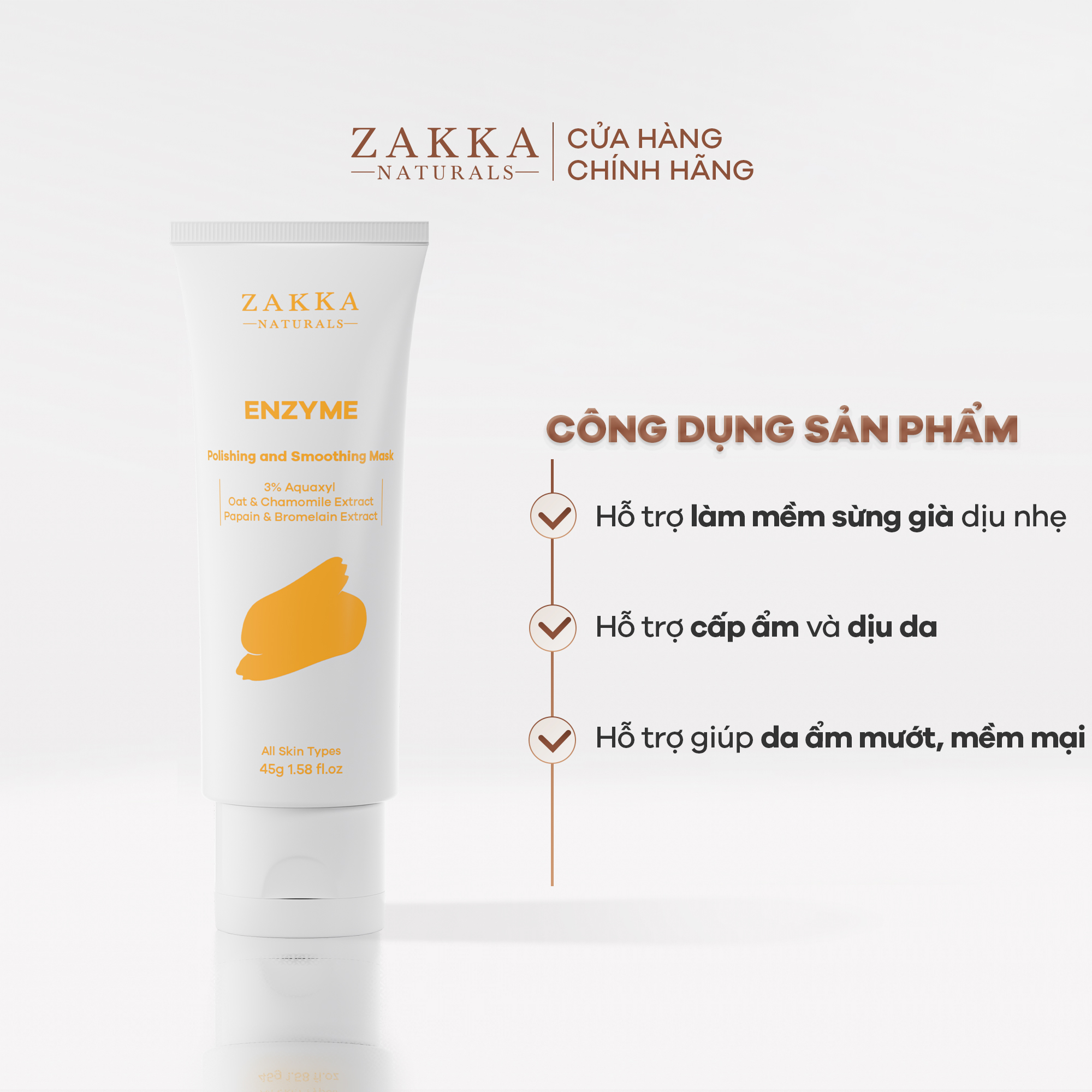 Mặt Nạ Enzyme Zakka Naturals tẩy da chết sinh học Enzyme Polishing and Smoothing Mask 45g