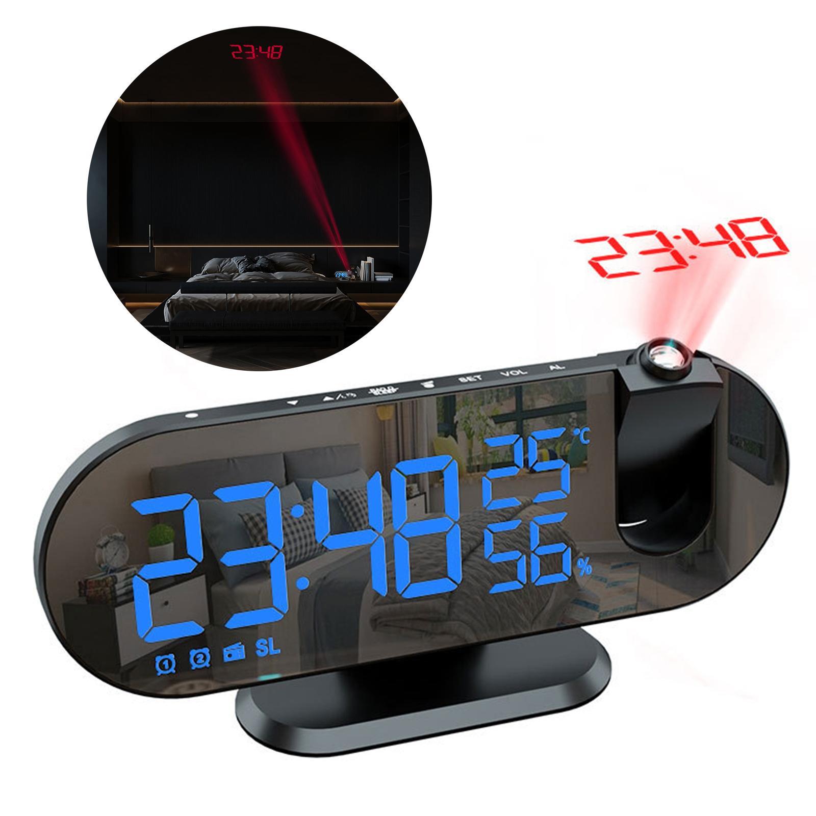 LED Digital Projection Alarm Time Clock Snooze Bedside