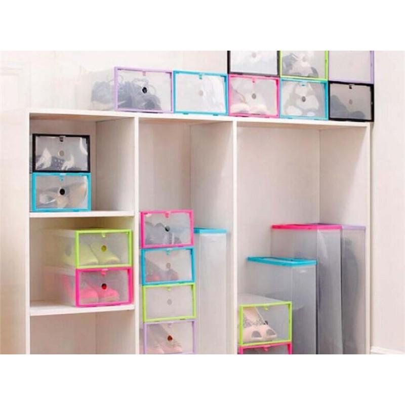Bộ 4 Hộp Đựng Giày Dép Có Khung Viền Nhựa