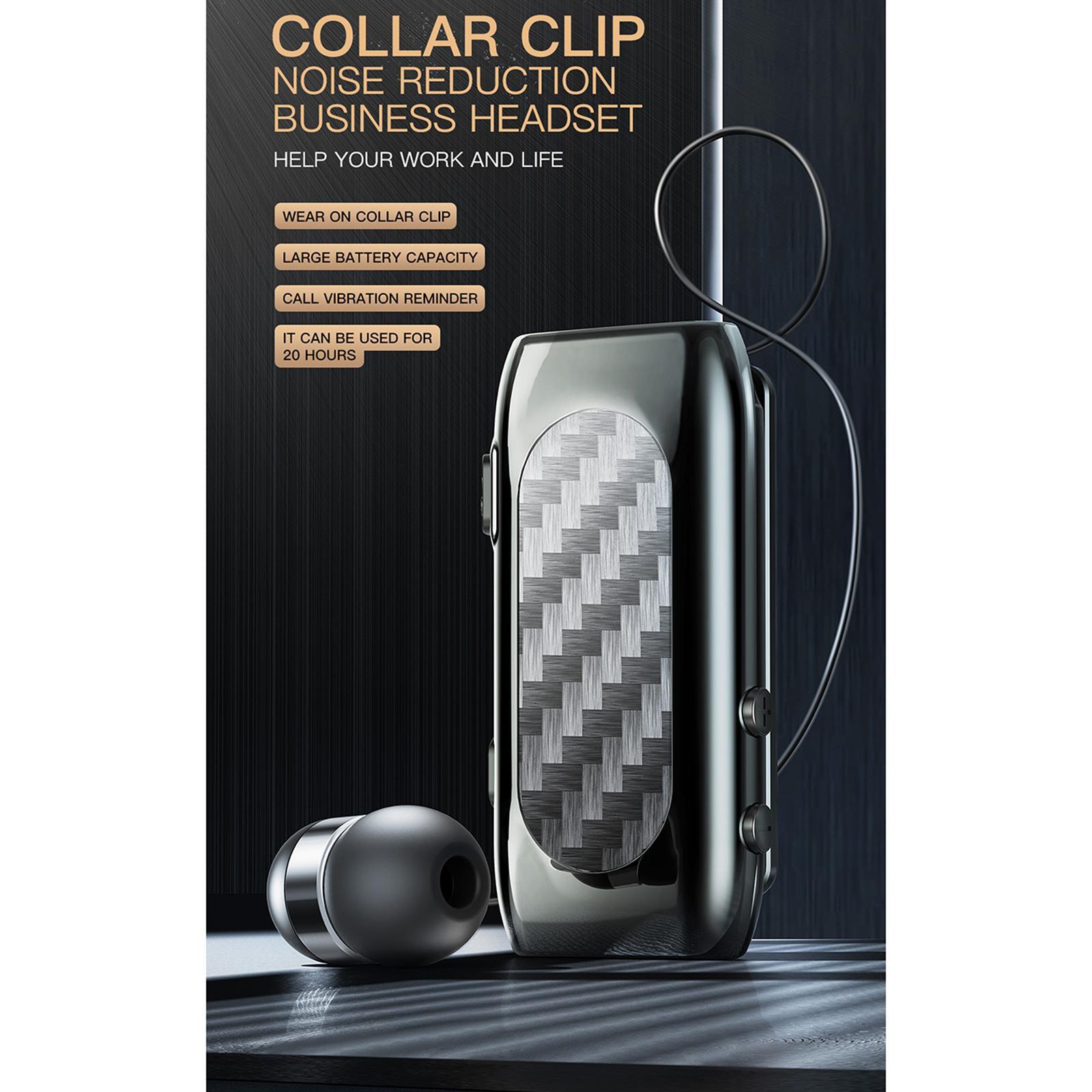 Retractable Bluetooth 5.2 Lavalier Earphone Stereo Clip on Headphones for Office