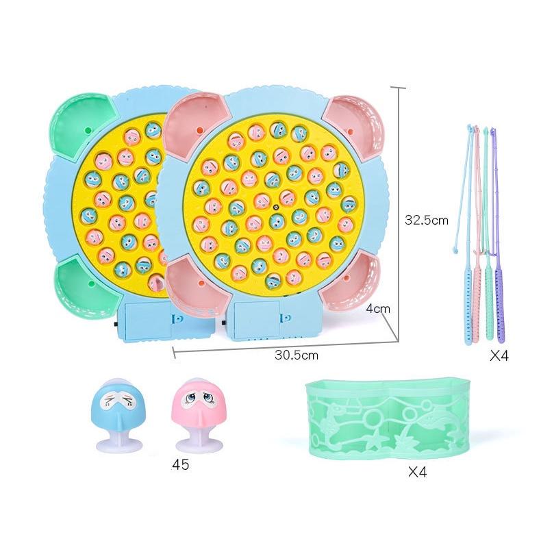 Bộ Đồ Chơi Câu Cá Trẻ Em Có Nhạc Kèm Pin, Bộ Câu Cá Thông Minh Cho Bé To Đẹp Sẵn 4 Cần + 45 Cá Giải Trí Vui Nhộn