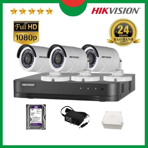 Trọn bộ Camera quan sát Hikvision 1/2/3/4 mắt 2MP, Kèm ổ cứng HDD 1TB. Hàng chính hãng