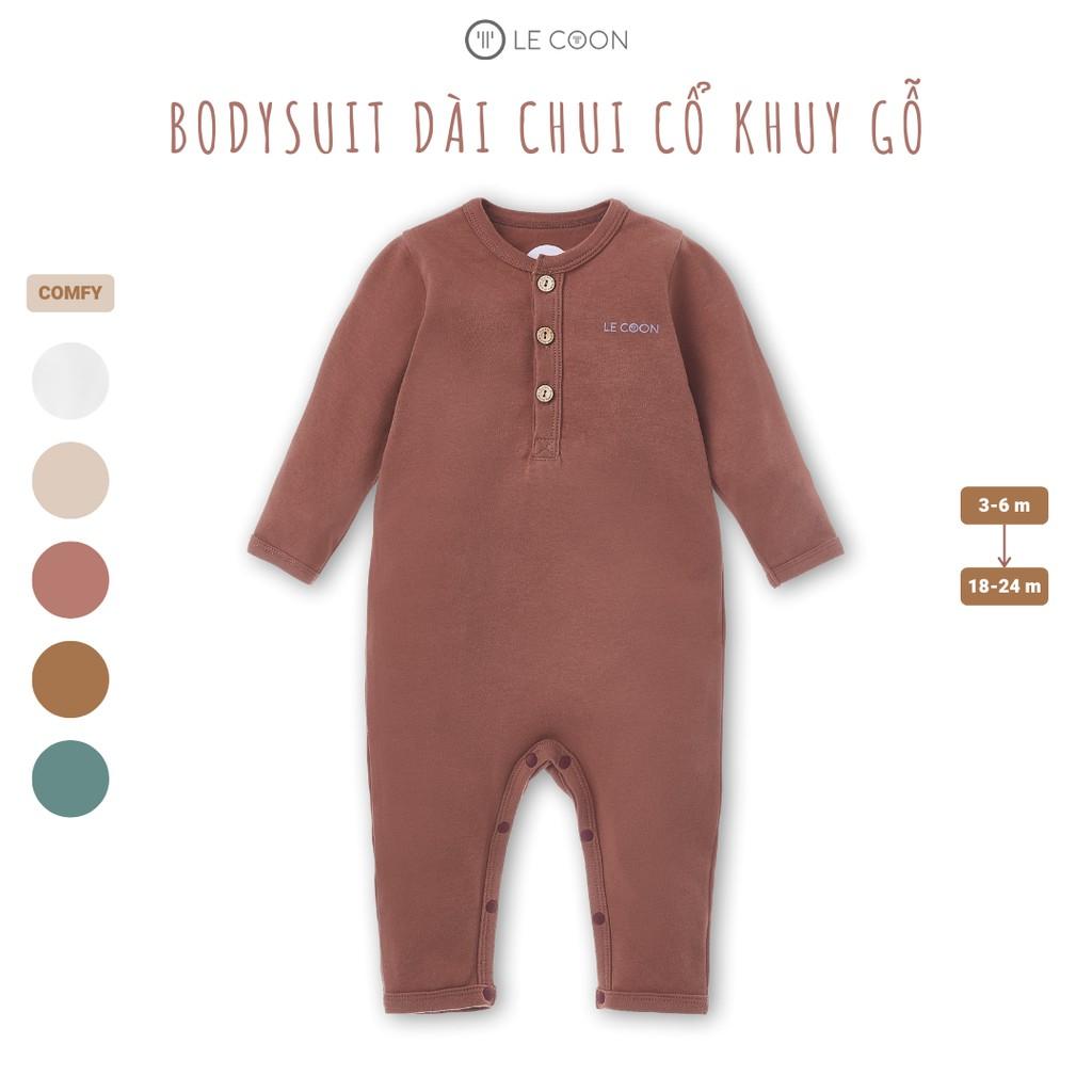 Bodysuit dài chui cổ khuy gỗ LC0549 Le coon - Be,9-12M